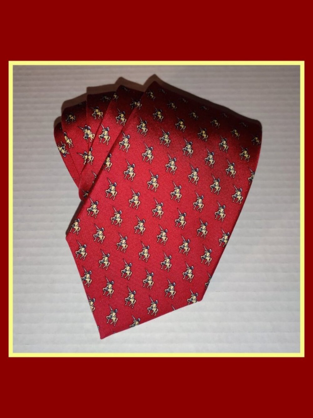 Marianapolis Prep School Tie by Vineyard Vines - Knights on Horses - Maroon/Gold